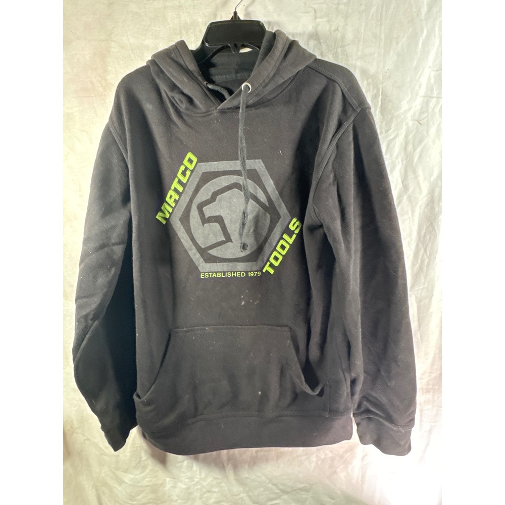 Matco Tools Mens Black Graphic Logo Hoodie Sweatshirt Small RN 157954 Est 1979